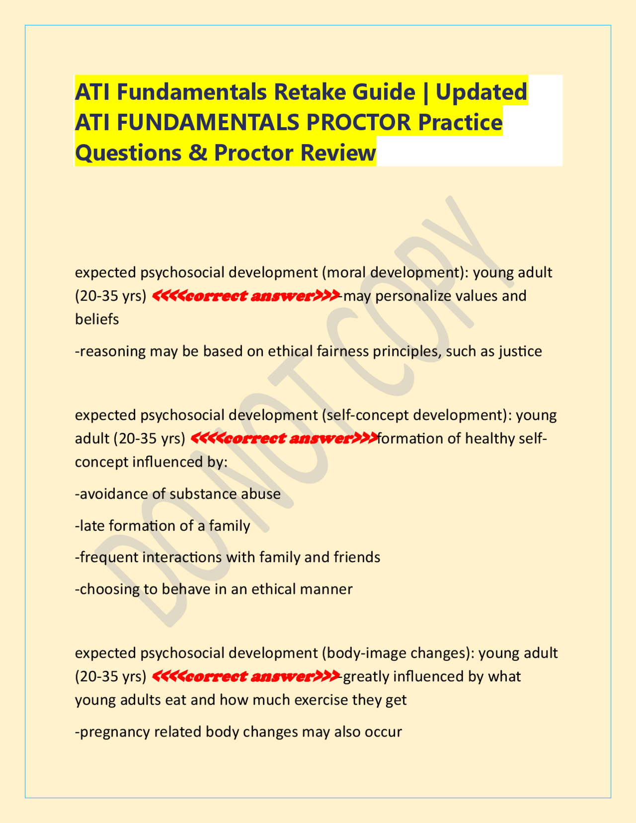 ATI Fundamentals Retake Guide | Updated ATI FUNDAMENTALS PROCTOR ...