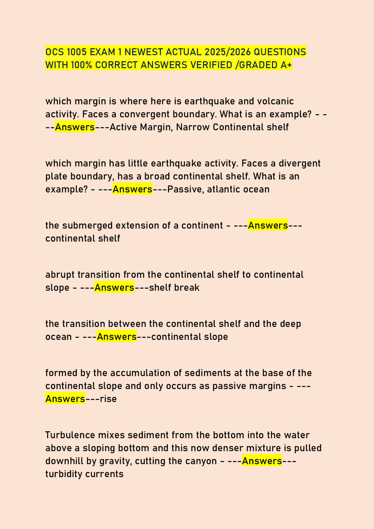 OCS 1005 EXAM 1 NEWEST ACTUAL 2025/2026 QUESTIONS WITH 100% CORRECT ...