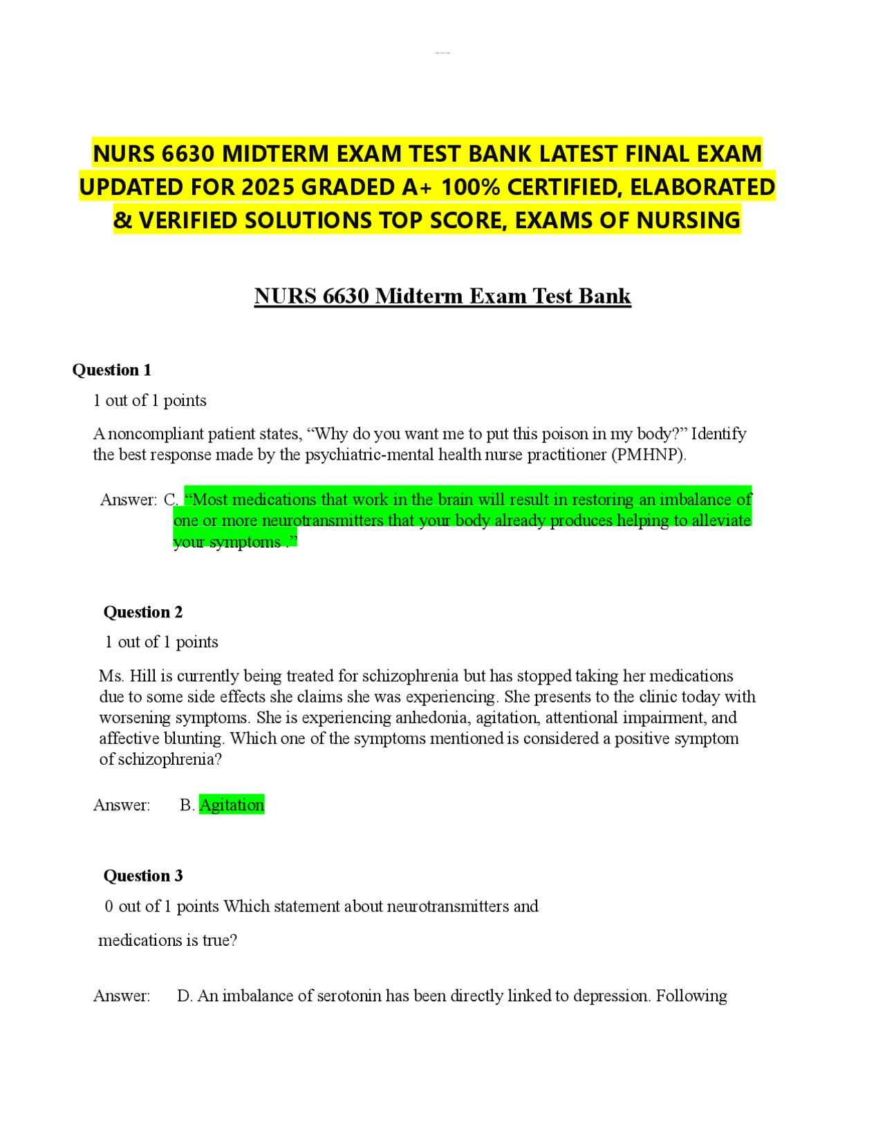 NURS 6630 MIDTERM EXAM TEST BANK LATEST FINAL EXAM UPDATED FOR 2025 ...