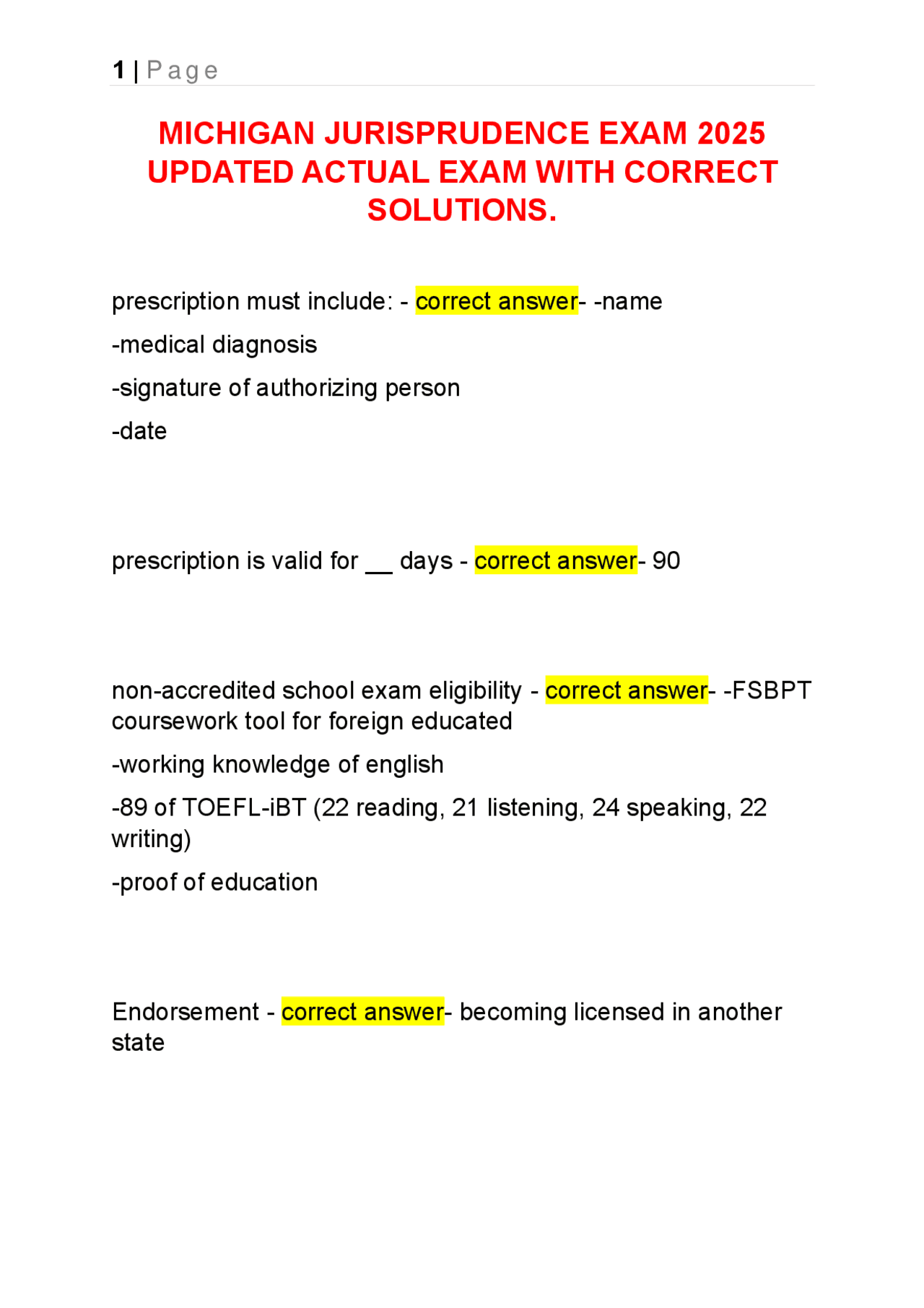 Michigan Jurisprudence Exam Prep: Key Q&A for Physical Therapy ...