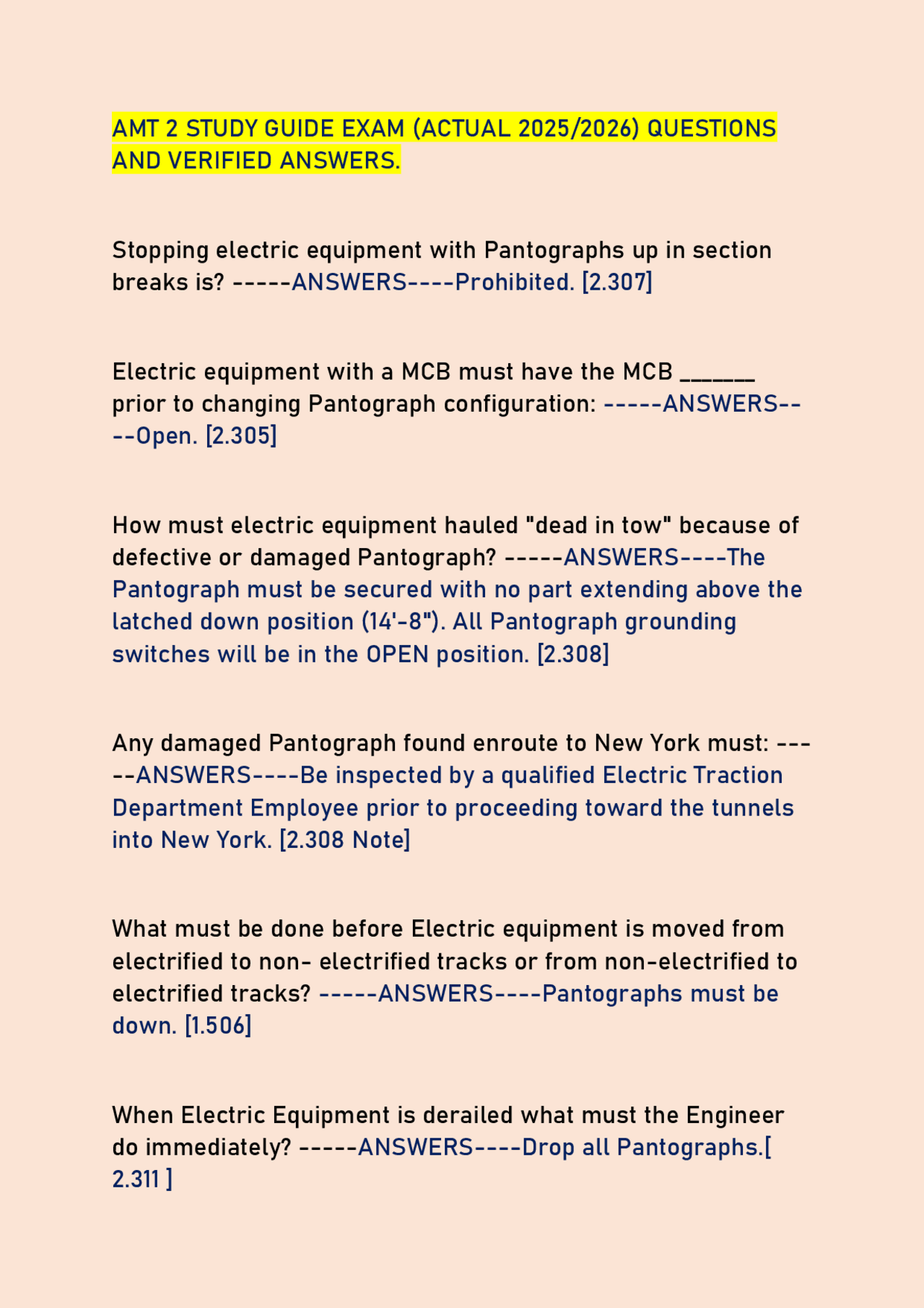 AMT 2 Electric Railway Operations Study Guide: Pantograph and Third ...