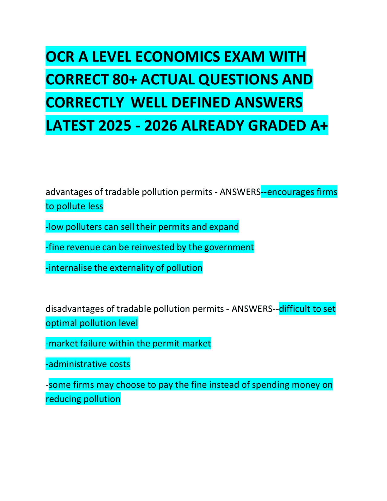 A-Level Economics Exam Q&A: 80+ Questions with A+ Answers | Exams ...