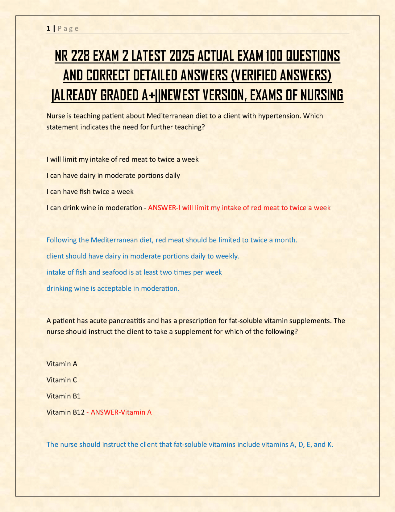 NR 228 EXAM 2 LATEST 2025 ACTUAL EXAM 100 QUESTIONS AND CORRECT ...