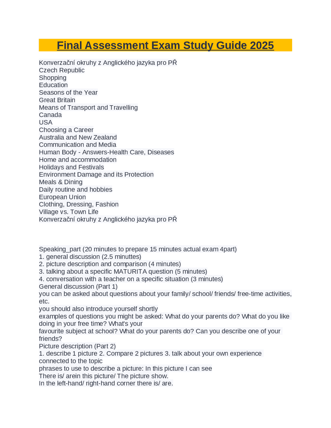 Final Assessment Exam Study Guide 2025 | Exams Nursing | Docsity