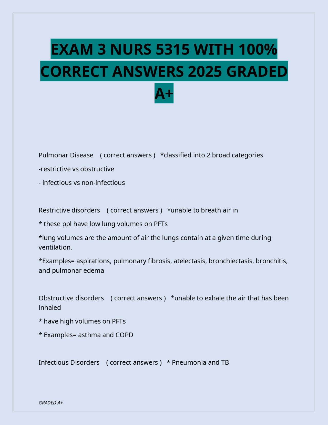 EXAM 3 NURS 5315 WITH 100% CORRECT ANSWERS 2025 GRADED A+ | Exams ...