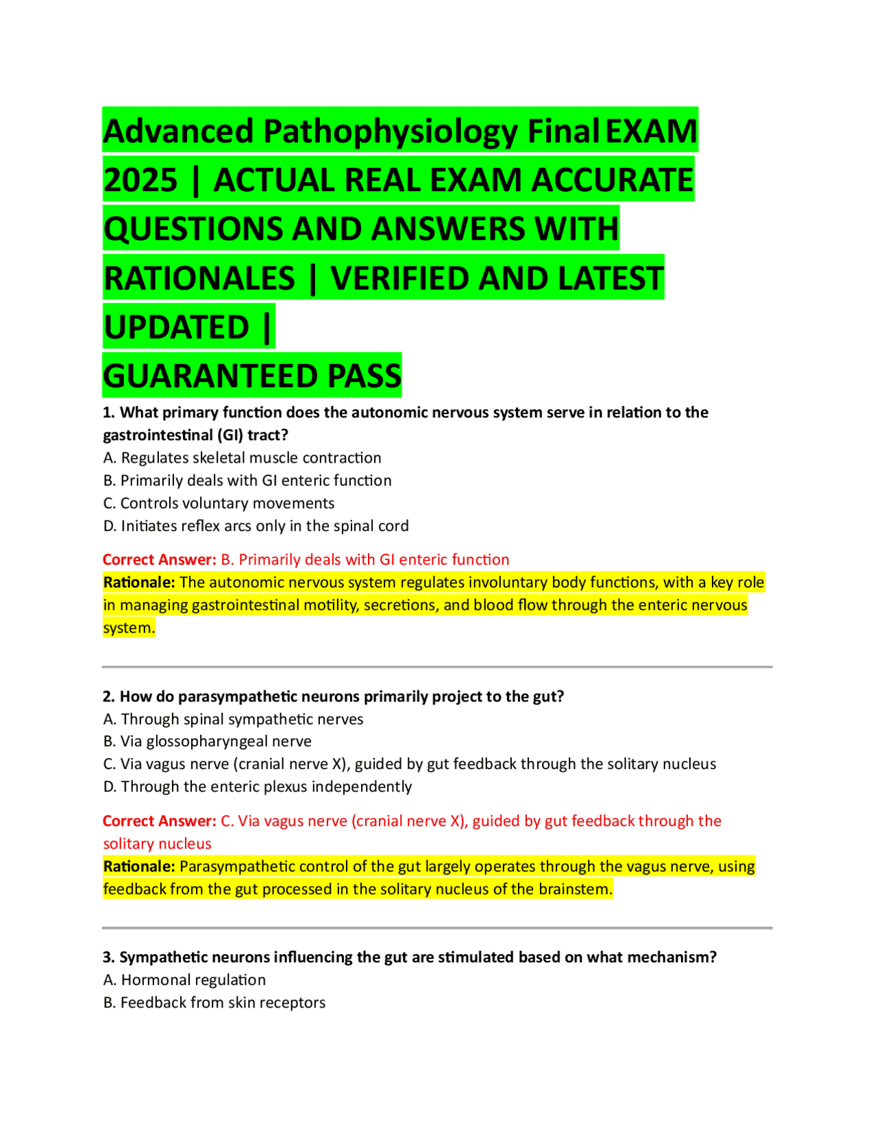 Advanced Pathophysiology Final EXAM 2025 | ACTUAL REAL EXAM ACCURATE ...