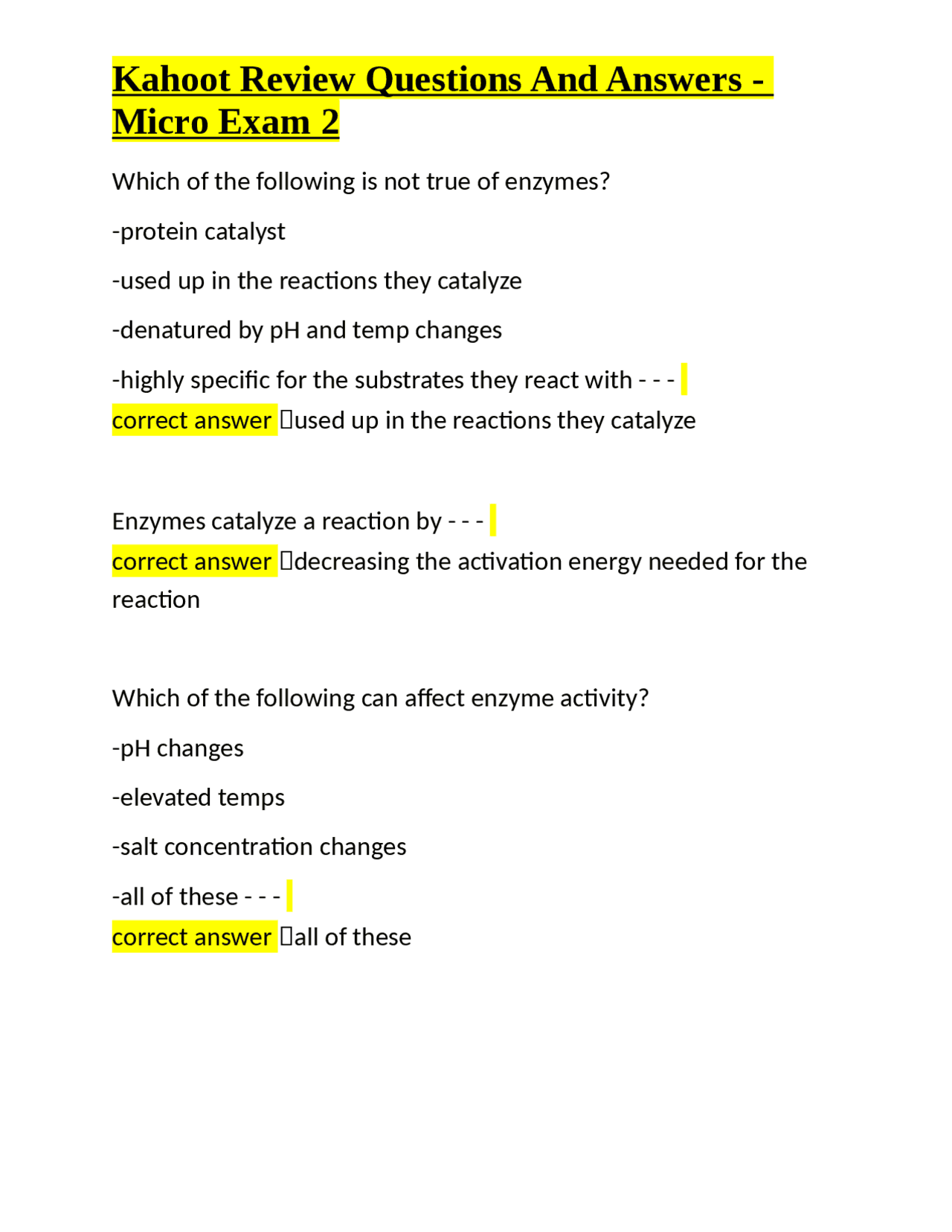 Kahoot Review Questions And Answers - Micro Exam 2 | Exams Nursing ...