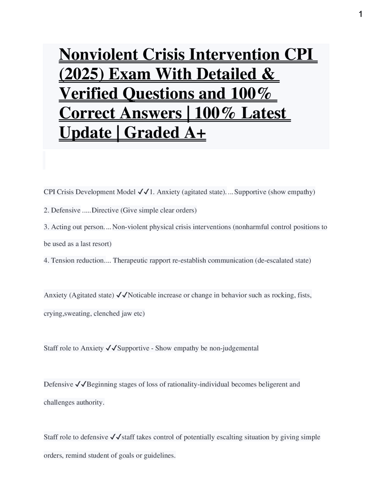 CPI Crisis Intervention Model: Techniques and Strategies | Exams ...
