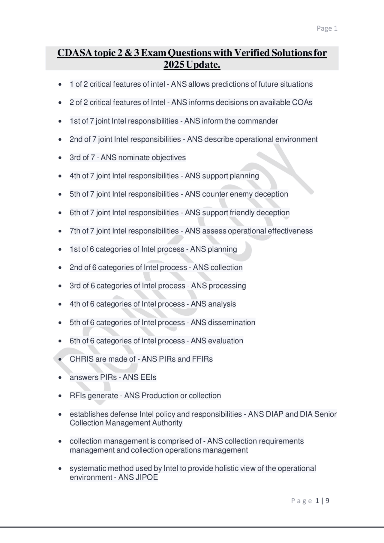 CDASA topic 2 & 3 Exam Questions with Verified Solutions for 2025 ...