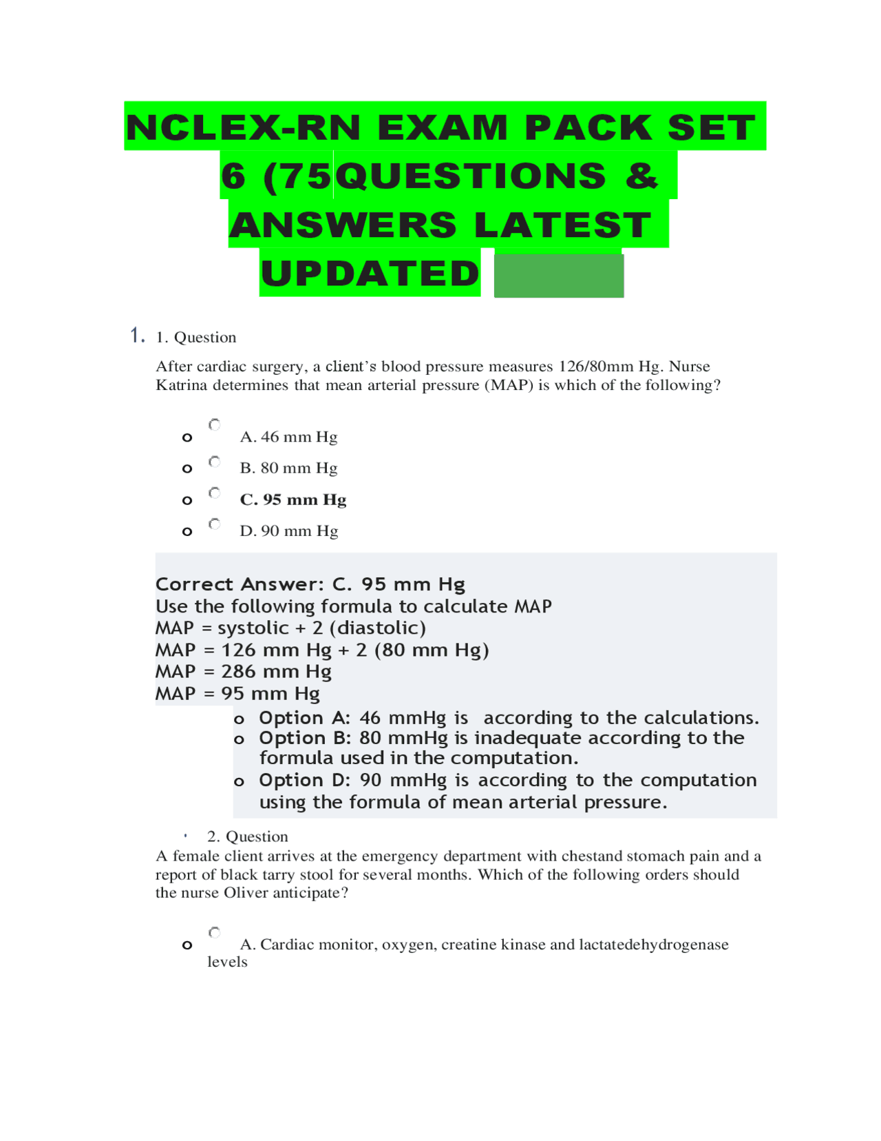 NCLEX-RN Exam Q&A Study Guide Updated (2025) | Exams Nursing | Docsity