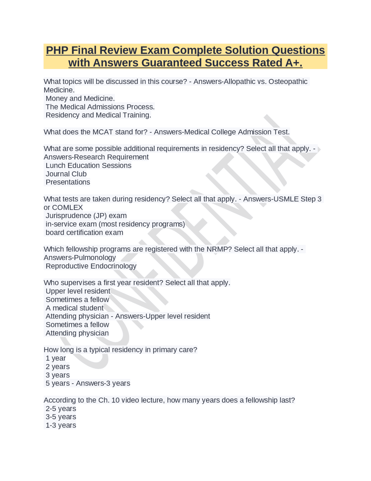 PHP Final Review Exam Complete Solution Questions with Answers ...