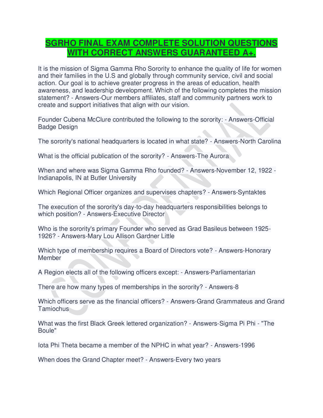 SGRHO FINAL EXAM COMPLETE SOLUTION QUESTIONS WITH CORRECT ANSWERS ...