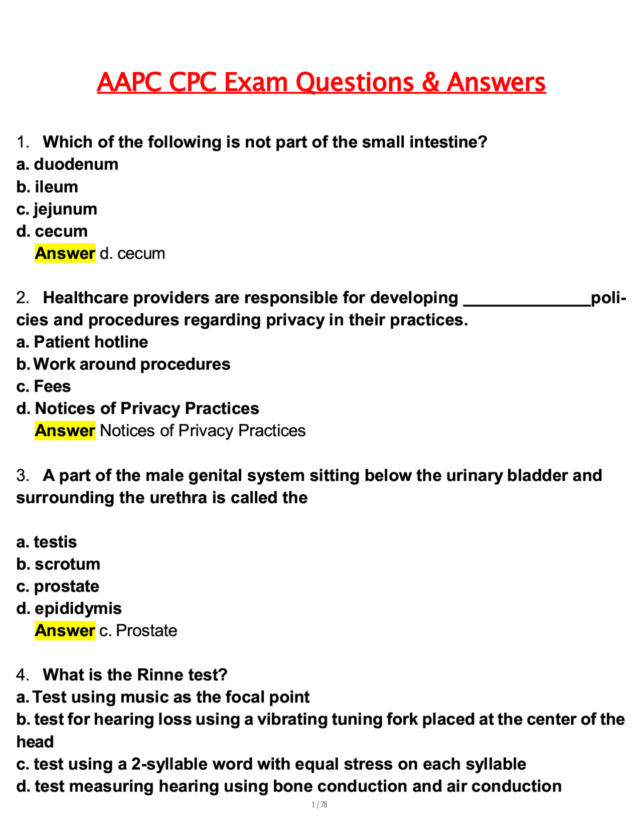 AAPC CPC EXAM Latest 2025 Actual Questions & Verified Answers (2025 / ...
