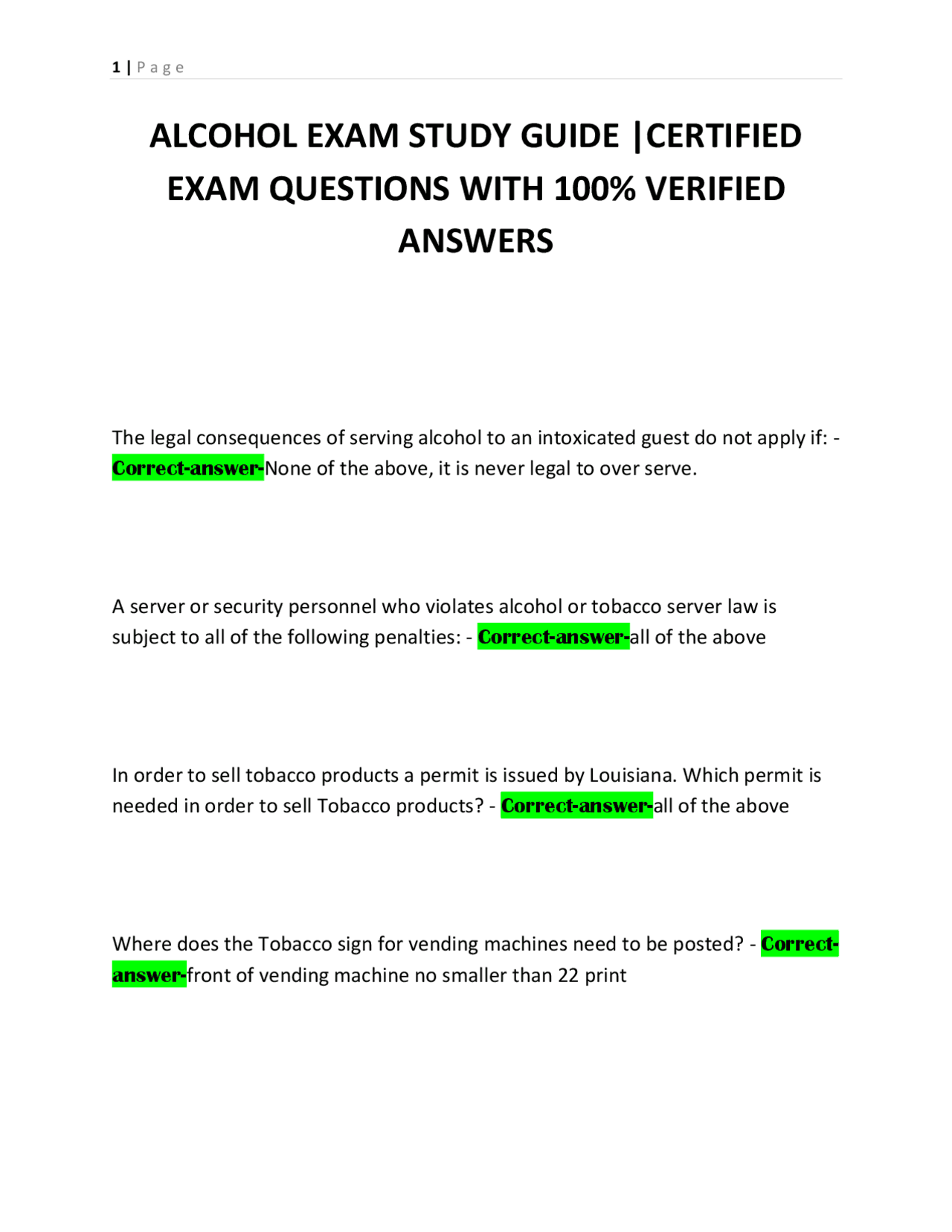 tobacco quiz questions and answers Alcohol and Tobacco Law Exam Study Guide: Certified Questions and Answers |  Exams Nursing