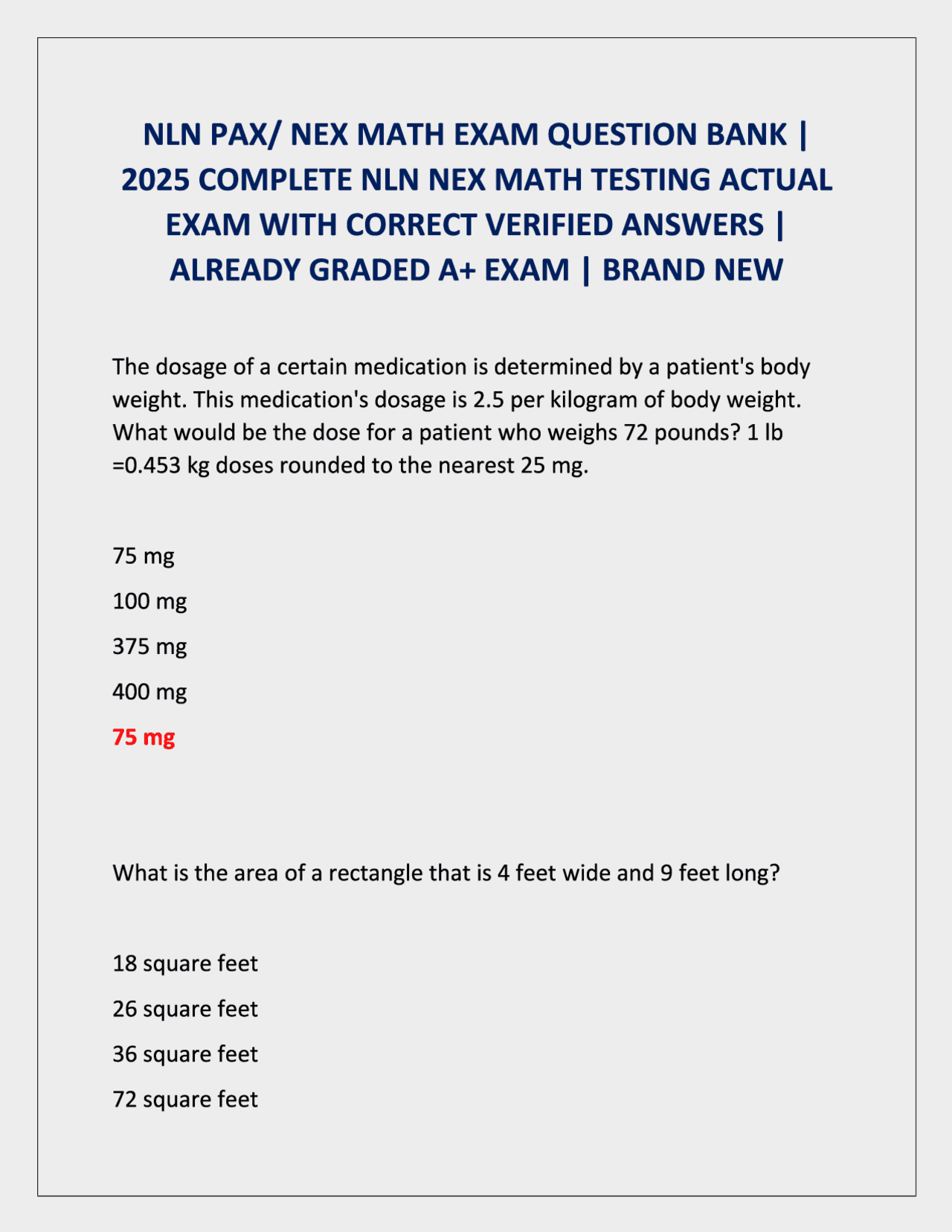 Nln Study NLN Pax Exam Study Guide (Latest 2025/ 2026 Update) Questions and ...