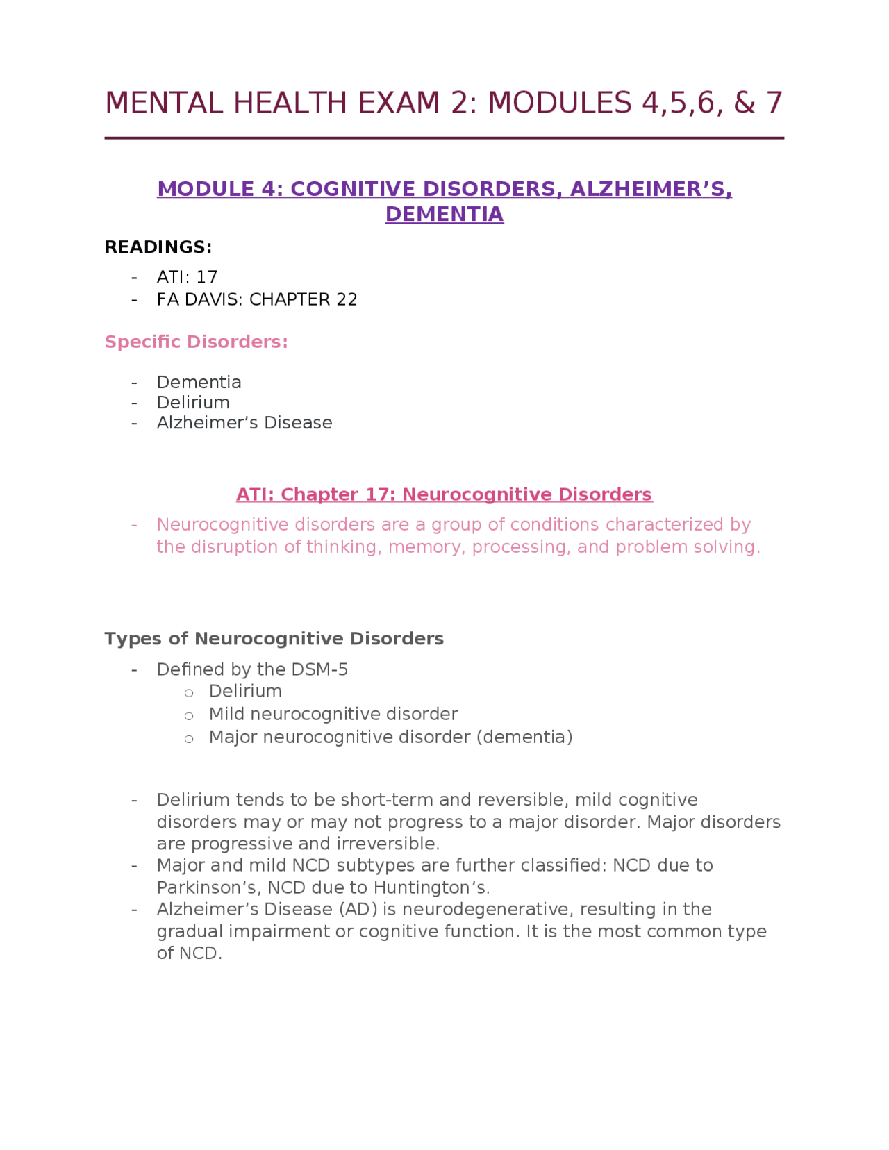 Mental Health EXAM 2 - Study guide for exam 2 | Study Guides, Projects ...