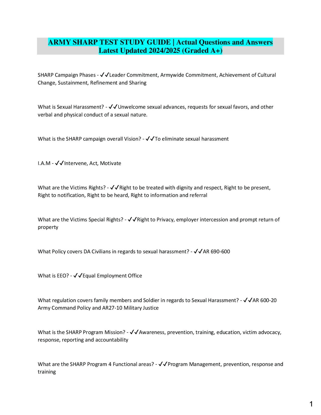 ARMY SHARP TEST STUDY GUIDE | Actual Questions and Answers Latest ...