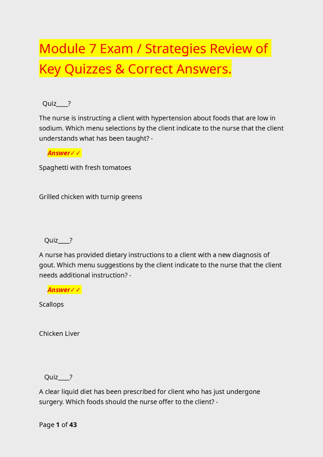 Module 7 Exam / Strategies Review of Key Quizzes & Correct Answers ...