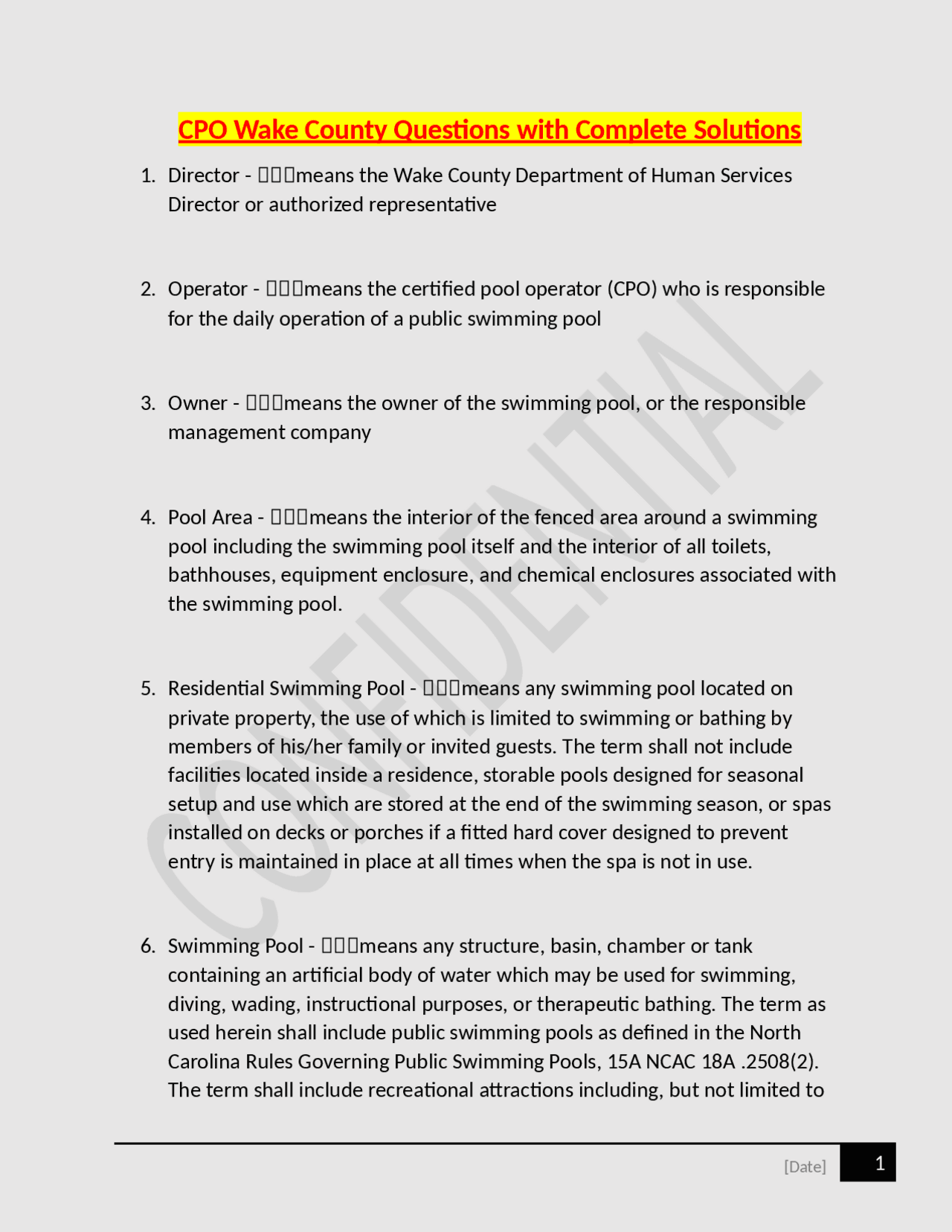 CPO Wake County Questions with Complete Solutions | Exams Nursing | Docsity