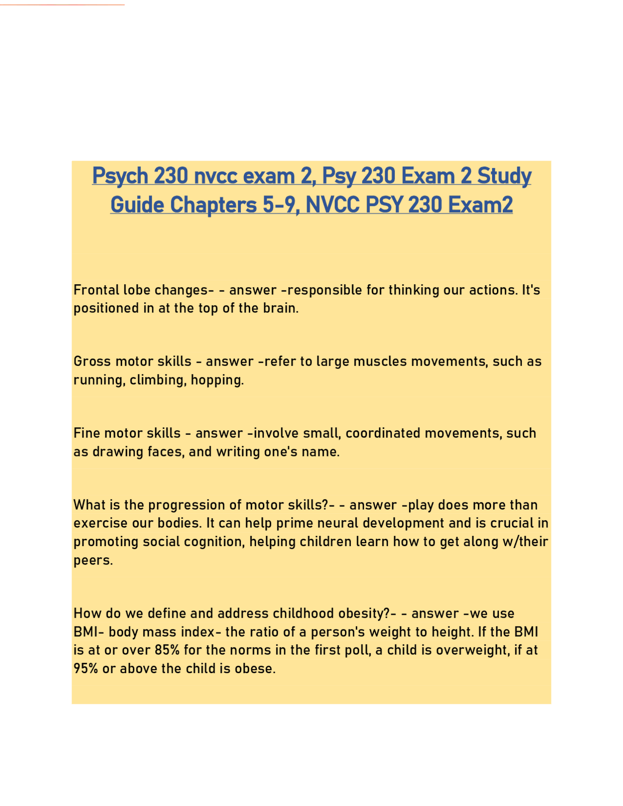 Psychology Exam 2 Study Guide: Developmental Psychology Key Concepts ...