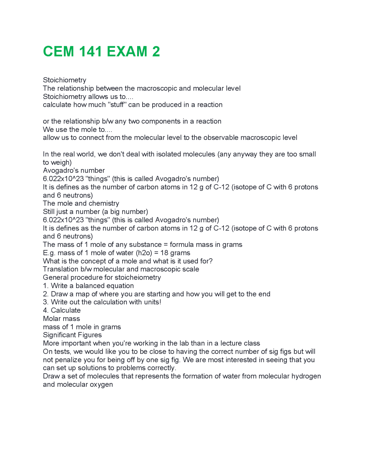 CEM 141 EXAM 2 Questions And Answers With Verified Tests 100% Correct ...