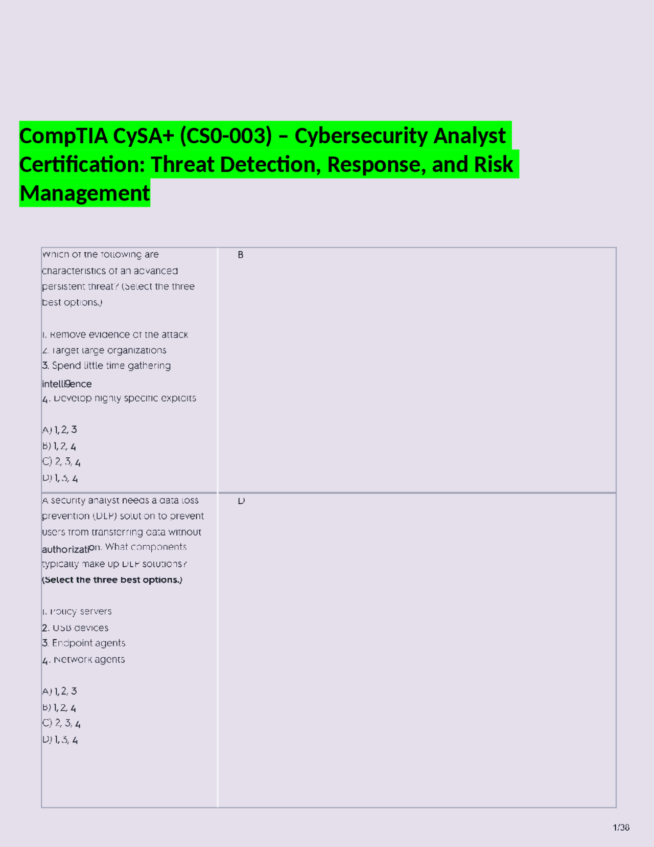 CompTIA CySA+ (CS0-003) – Cybersecurity Analyst Certification: Threat ...