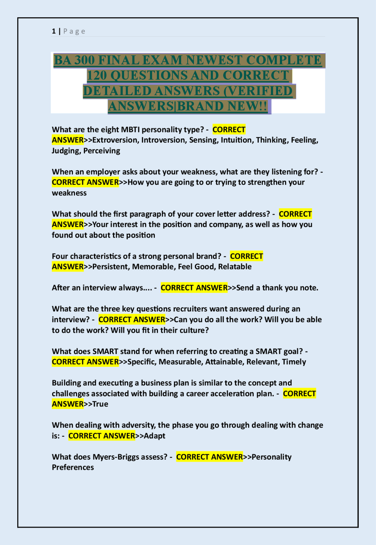 BA 300 FINAL EXAM NEWEST COMPLETE 120 QUESTIONS AND CORRECT DETAILED ...