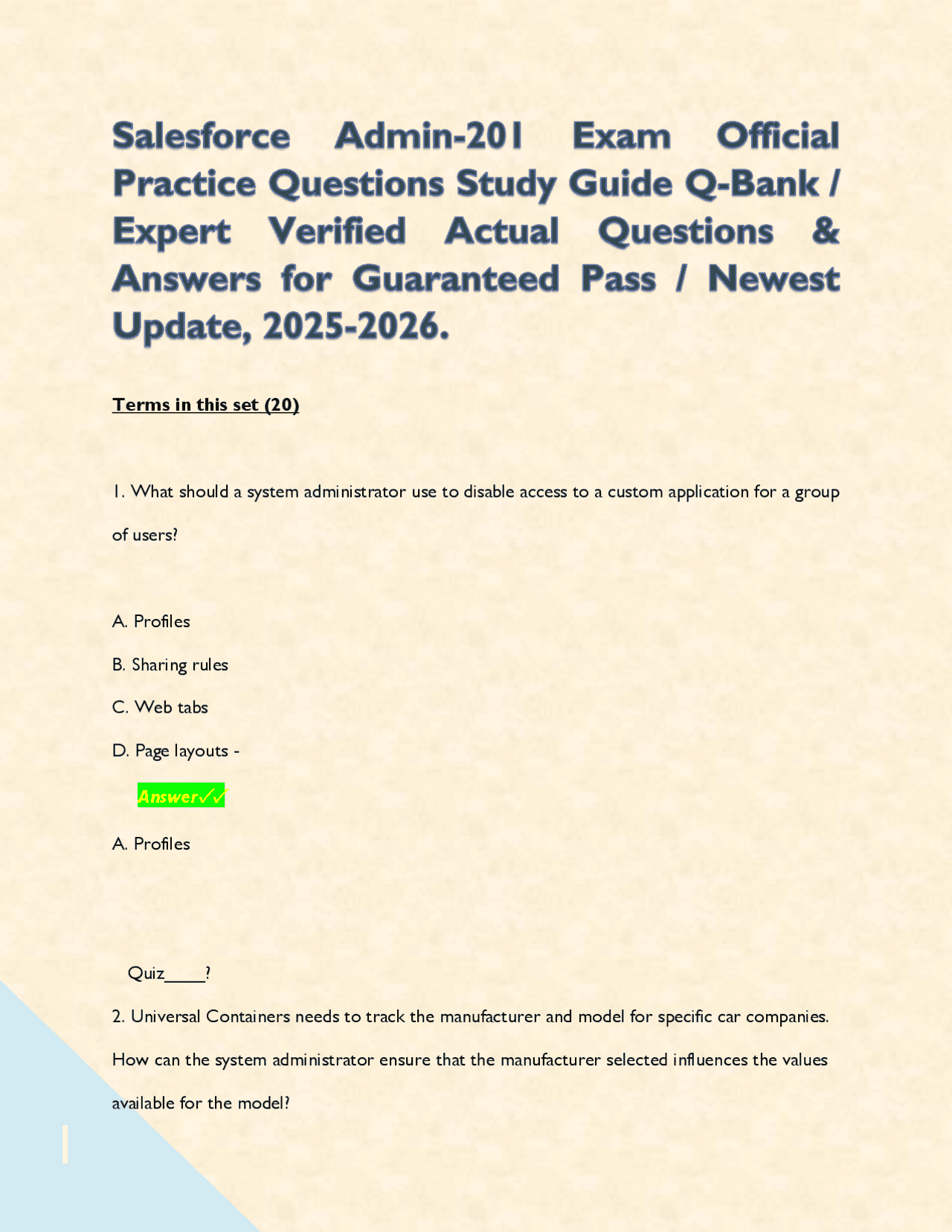 Salesforce Administrator Certification Practice Questions | Exams ...