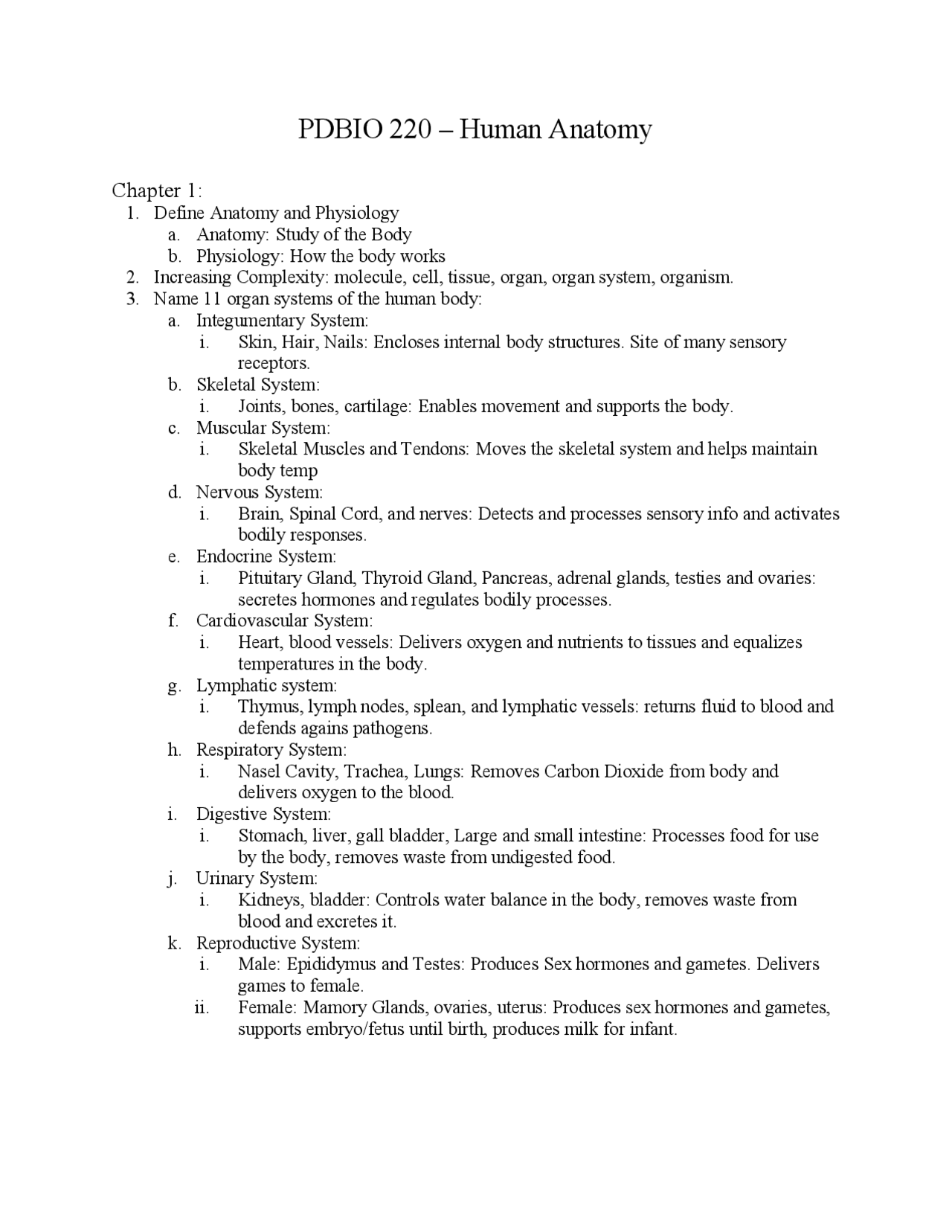 PDBIO 220 – Human Anatomy Lecture Notes | Study Guides, Projects ...