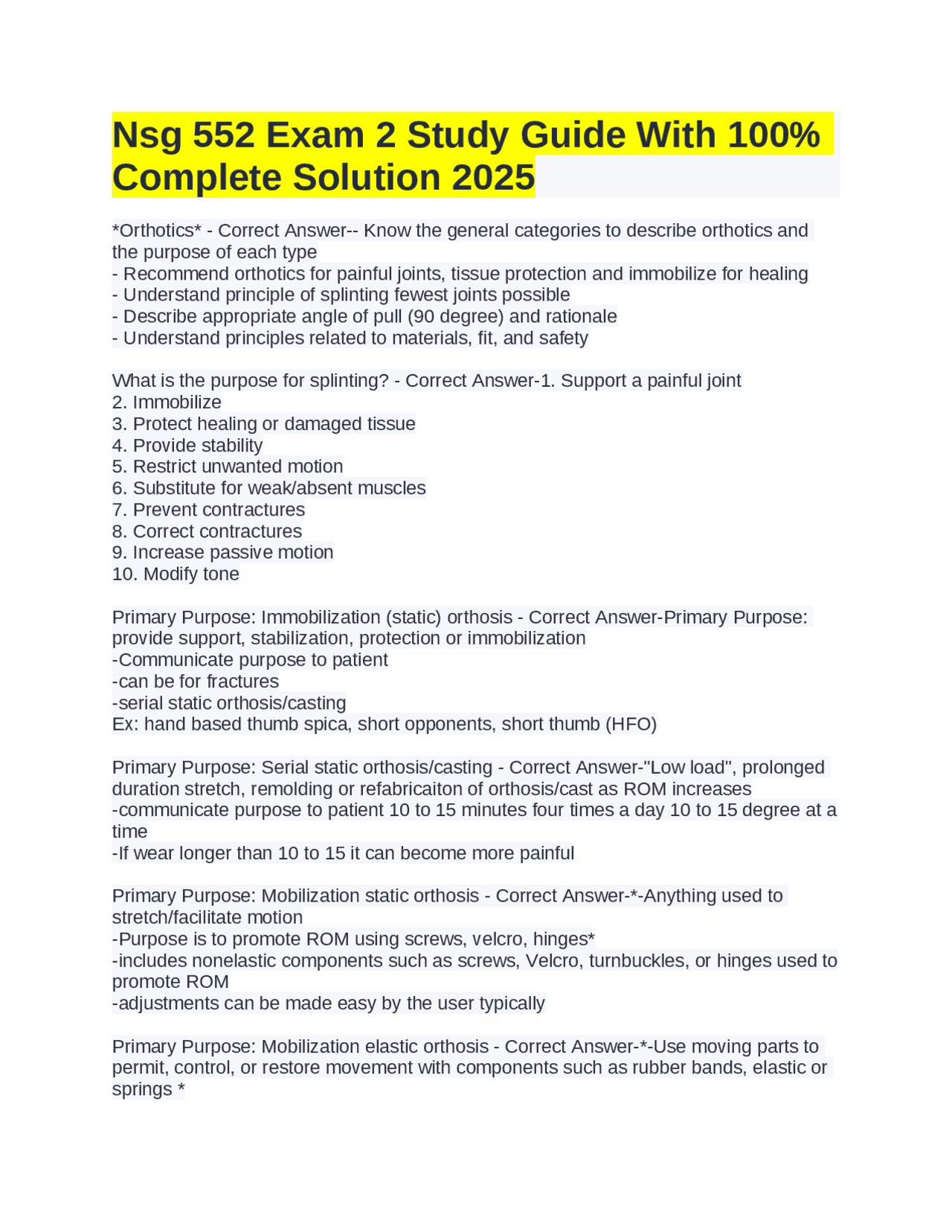 Nsg 552 Exam 2 Study Guide With 100% Complete Solution 2025 | Exams ...