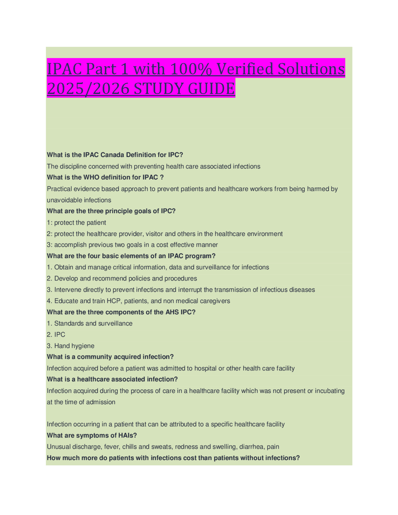 IPAC Part 1 with 100% Verified Solutions 2025/2026 STUDY GUIDE | Exams ...