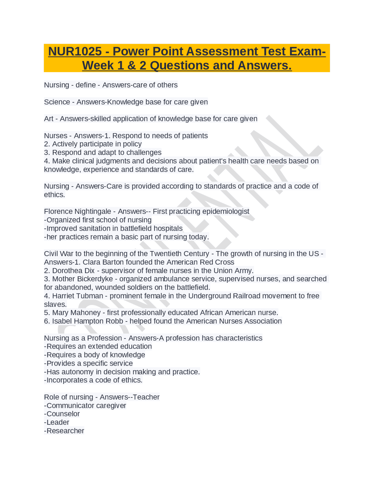 Nursing Fundamentals: Q&A on Roles, Standards, and Ethics | Exams ...