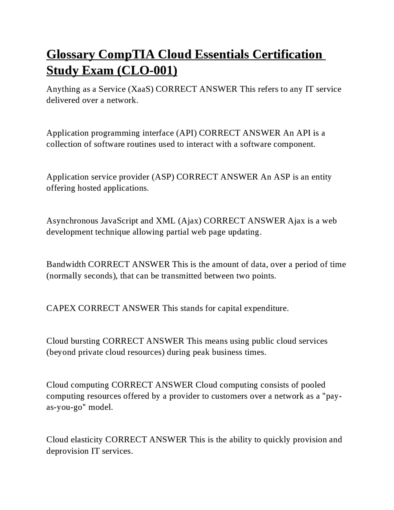 Cloud Computing Glossary: CompTIA Cloud Essentials | Exams Advanced ...