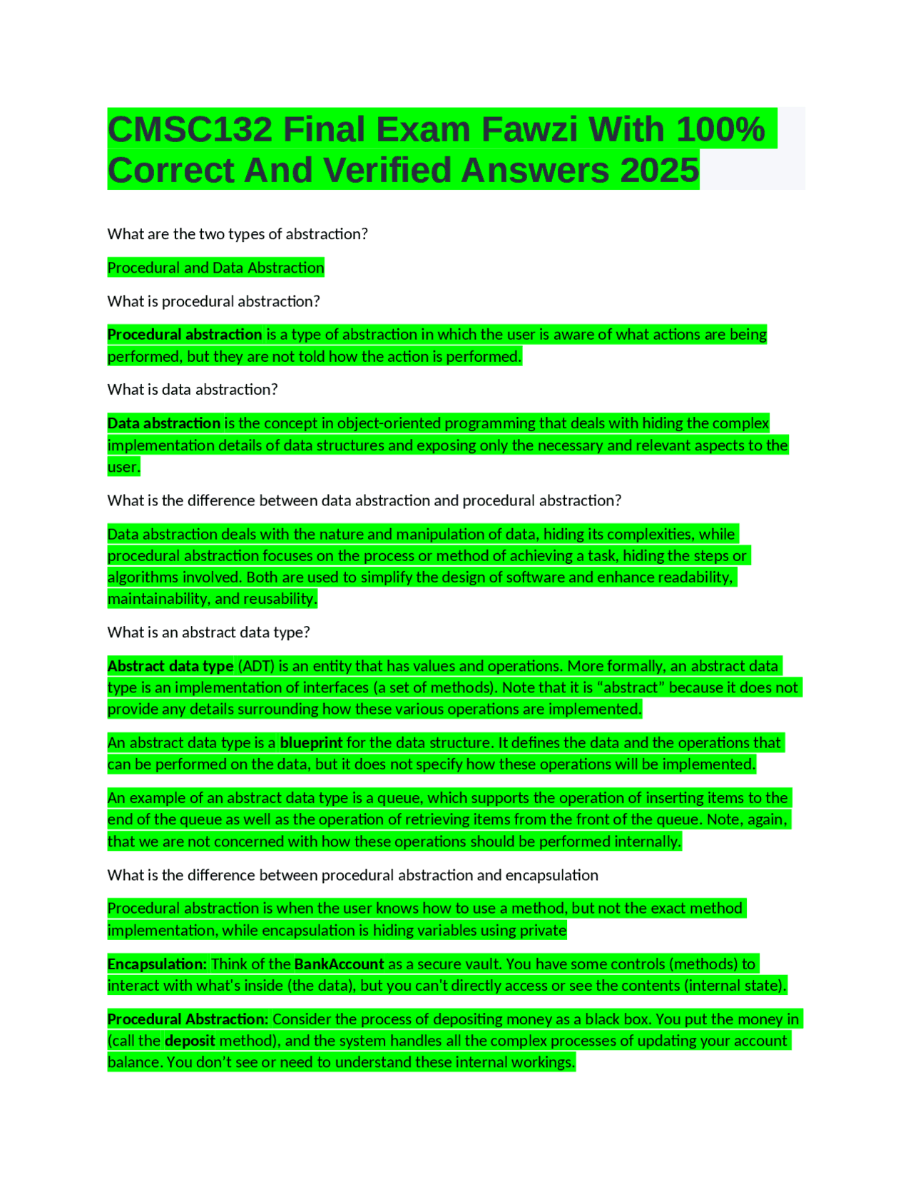 Java OOP Concepts: Exam Q&A on Abstraction, Encapsulation, and ...