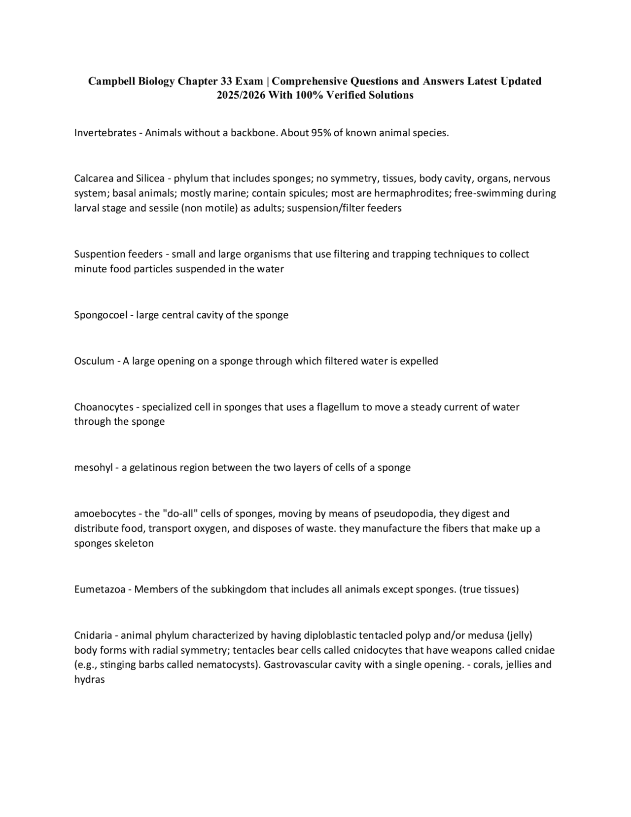 Campbell Biology Chapter 33 Exam | Comprehensive Questions and Answers ...