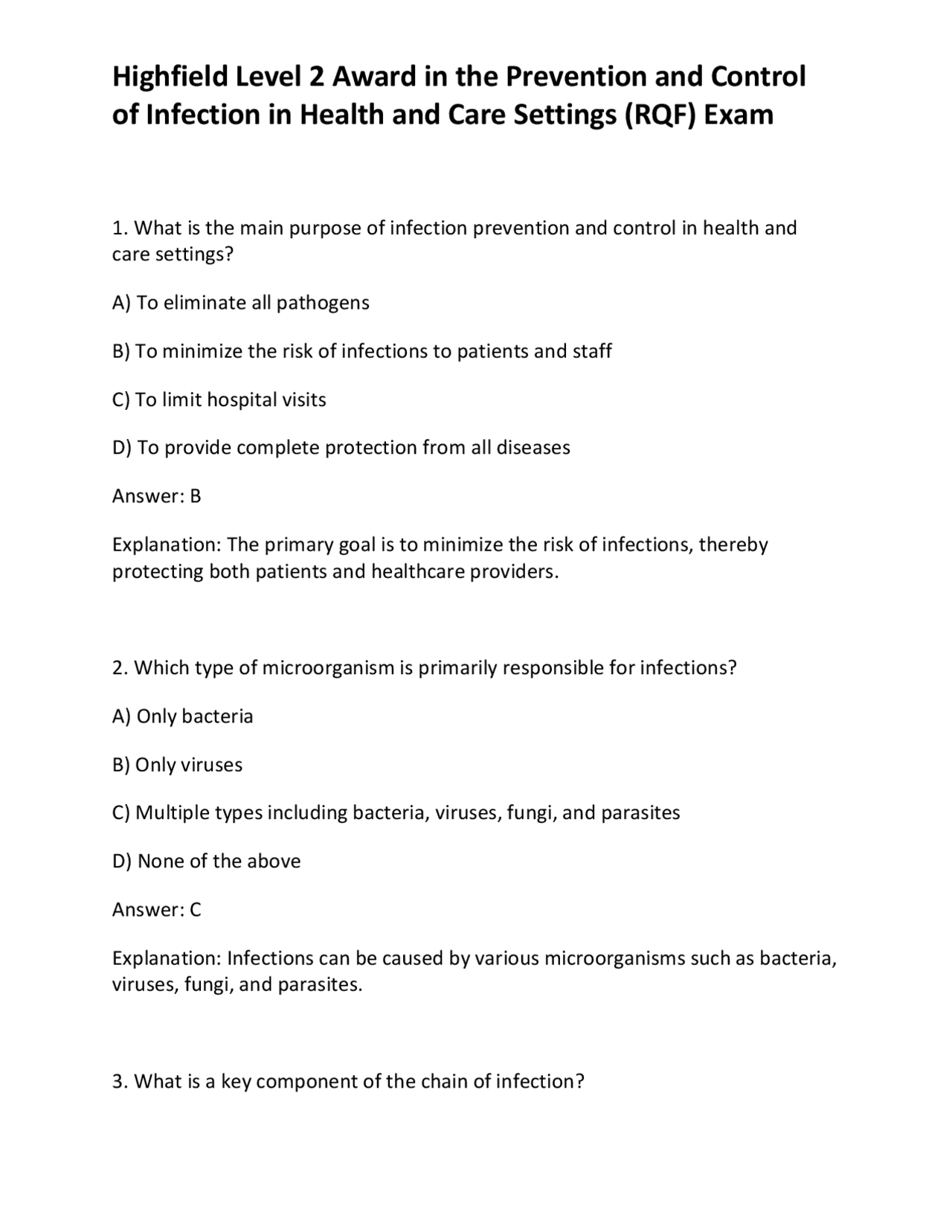 Highfield Level 2 Award in the Prevention and Control of Infection in ...