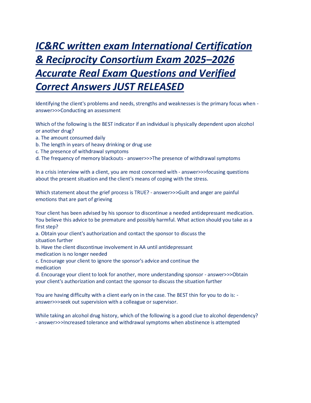 IC&RC written exam International Certification & Reciprocity Consortium ...