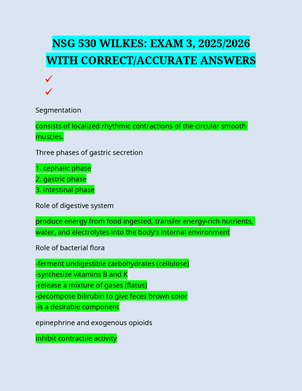 NSG 530 WILKES: EXAM 3, 2025/2026 WITH CORRECT/ACCURATE ANSWERS | Exams ...