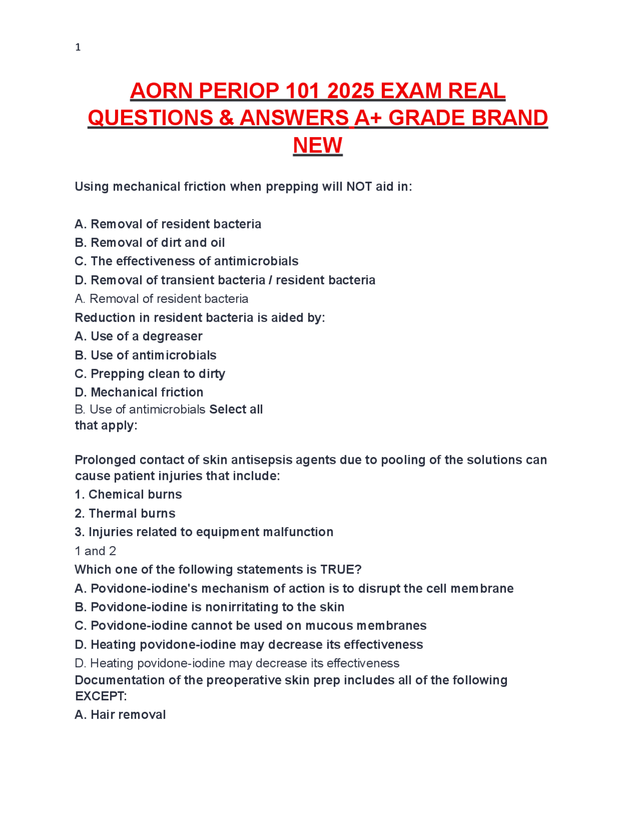 AORN PERIOP 101 2025 EXAM REAL QUESTIONS & ANSWERS A+ GRADE BRAND NEW ...