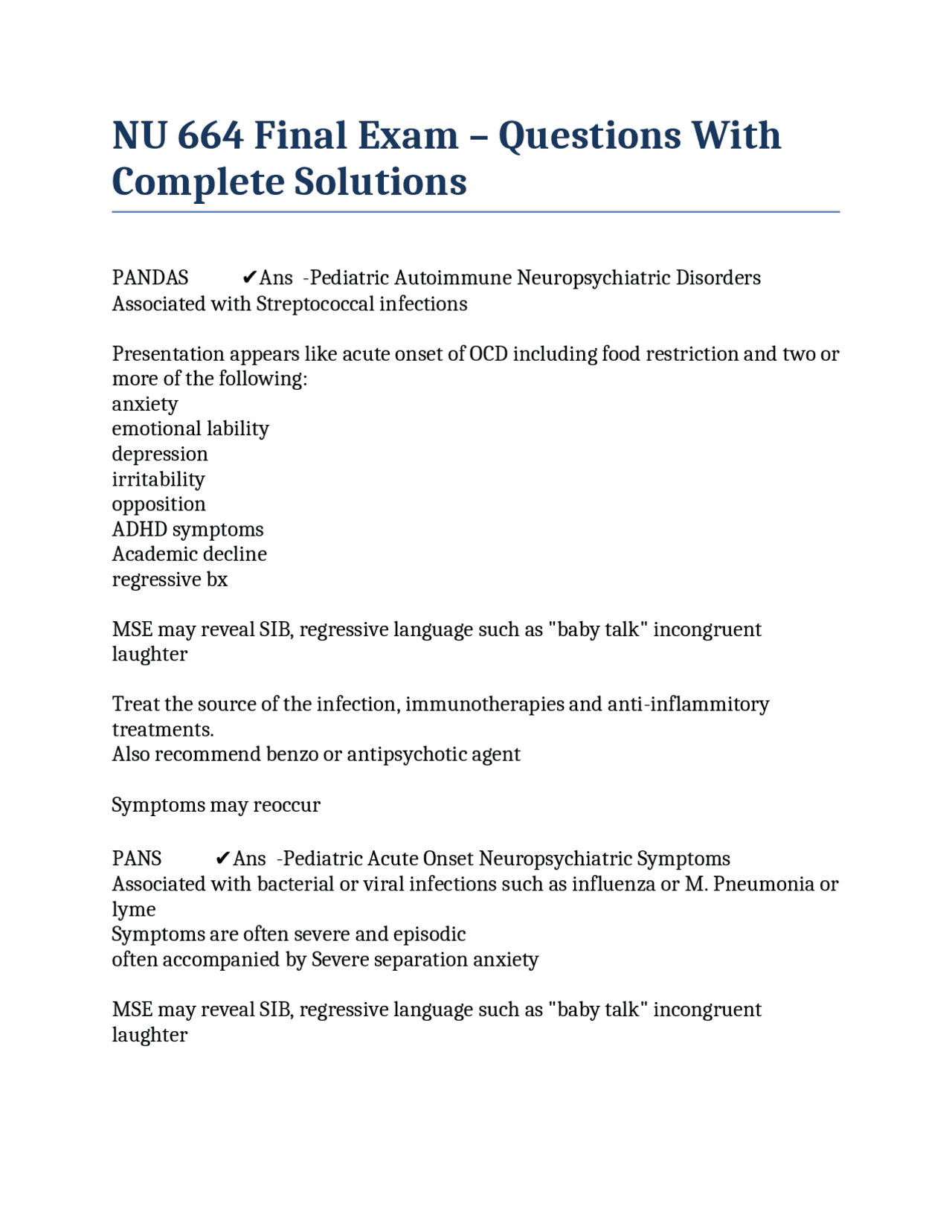 NU 664 Final Exam – Questions With Complete Solutions | Exams Public ...
