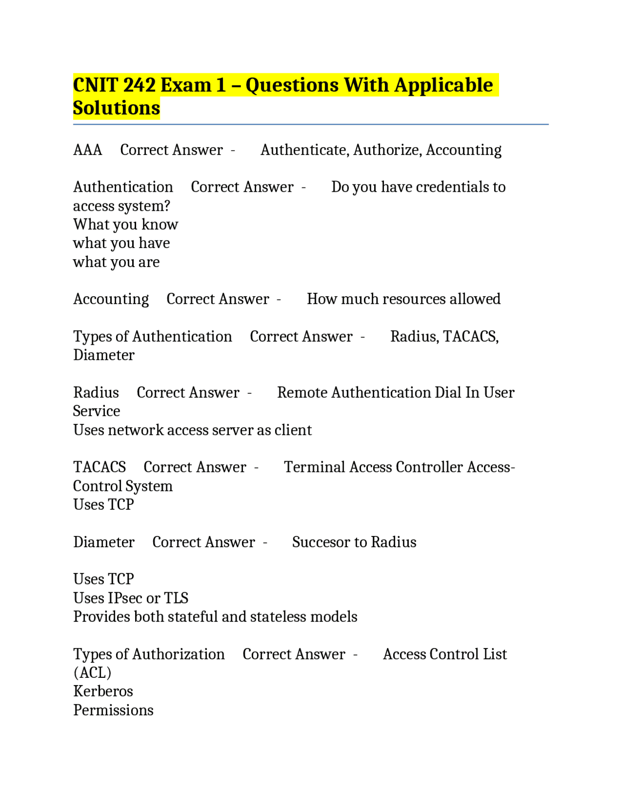 CNIT 242 Exam 1 – Questions With Applicable Solutions | Exams Public ...