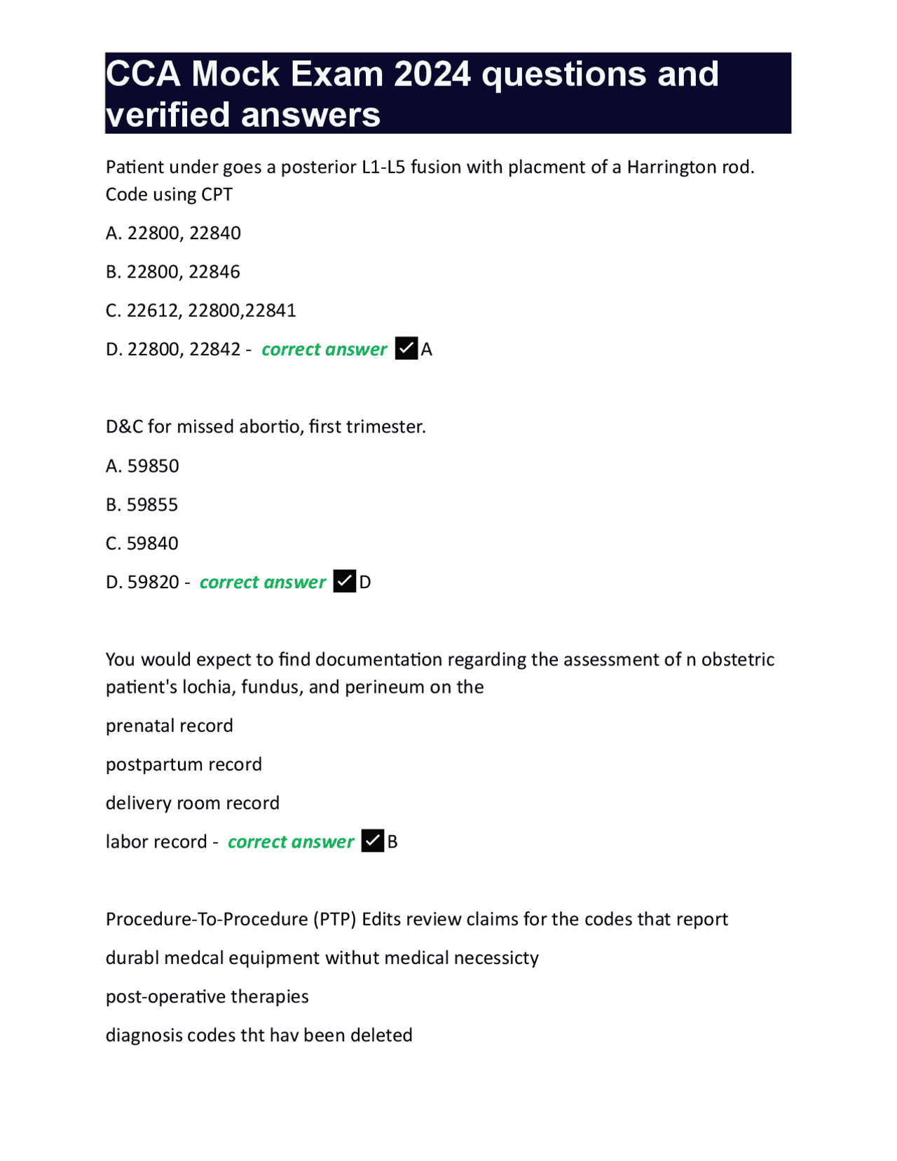 CCA Mock Exam 2024 questions and verified answers | Exams Advanced ...