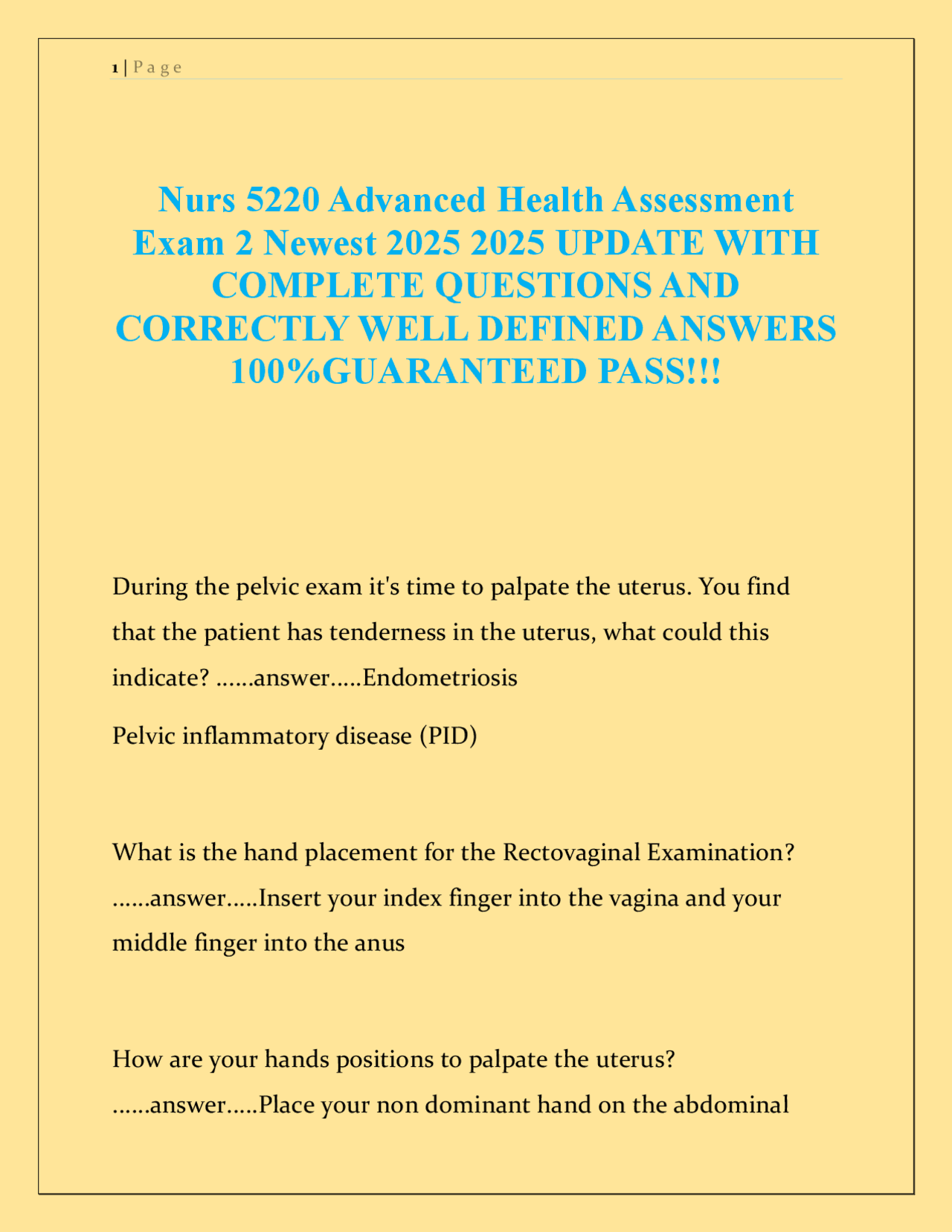 Nurs 5220 Advanced Health Assessment Exam 2 (2025): Comprehensive Study ...