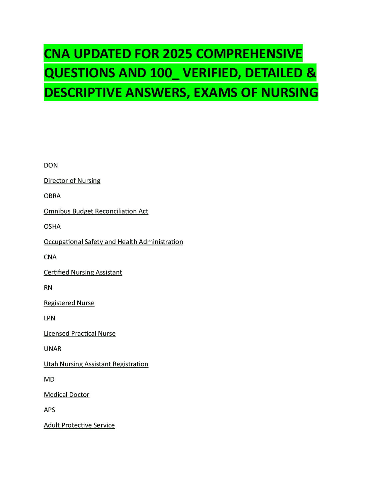 NA UPDATED FOR 2025 COMPREHENSIVE QUESTIONS AND 100_ VERIFIED, DETAILED ...