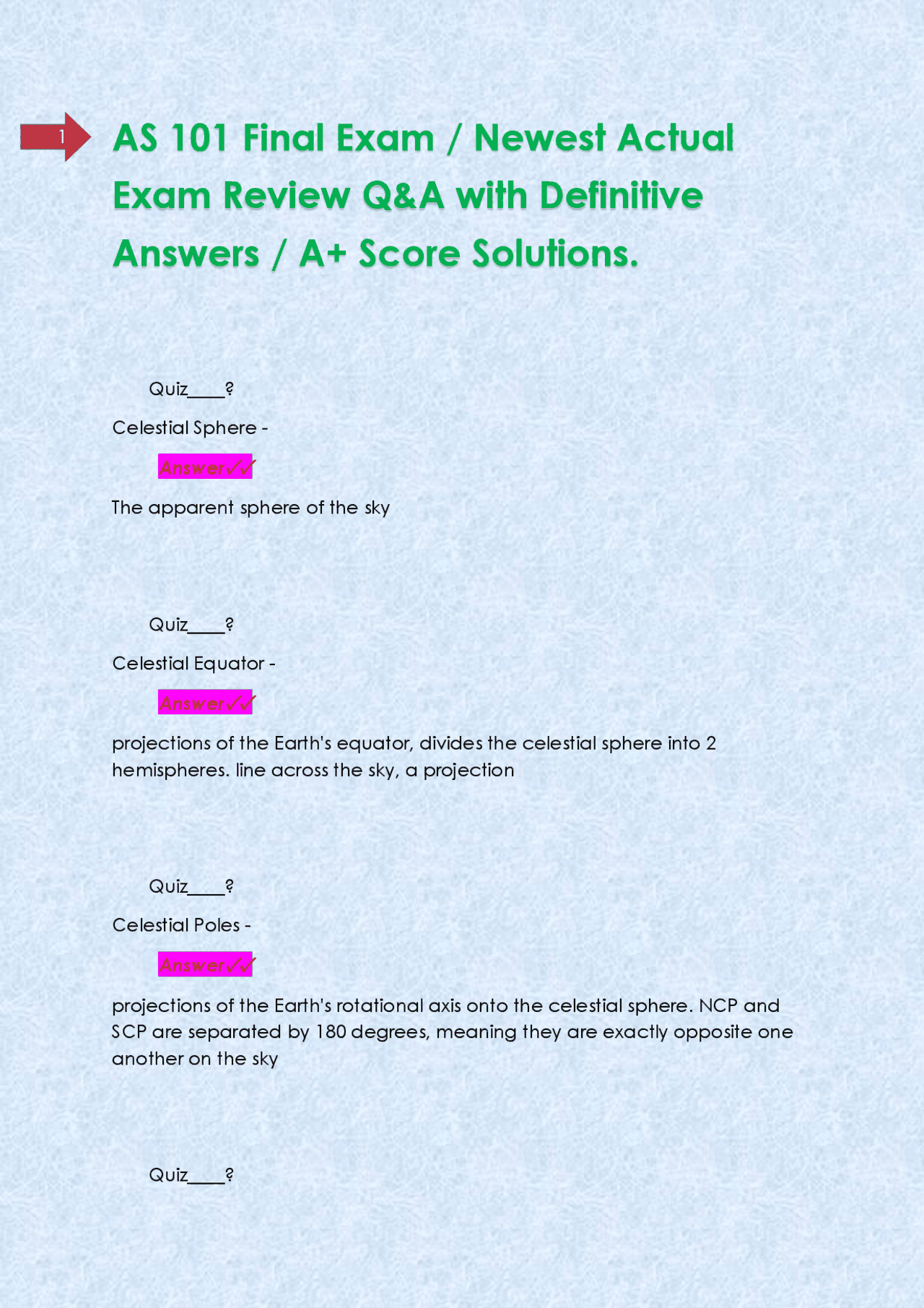 AS 101 Final Exam / Newest Actual Exam Review Q&A with Definitive ...