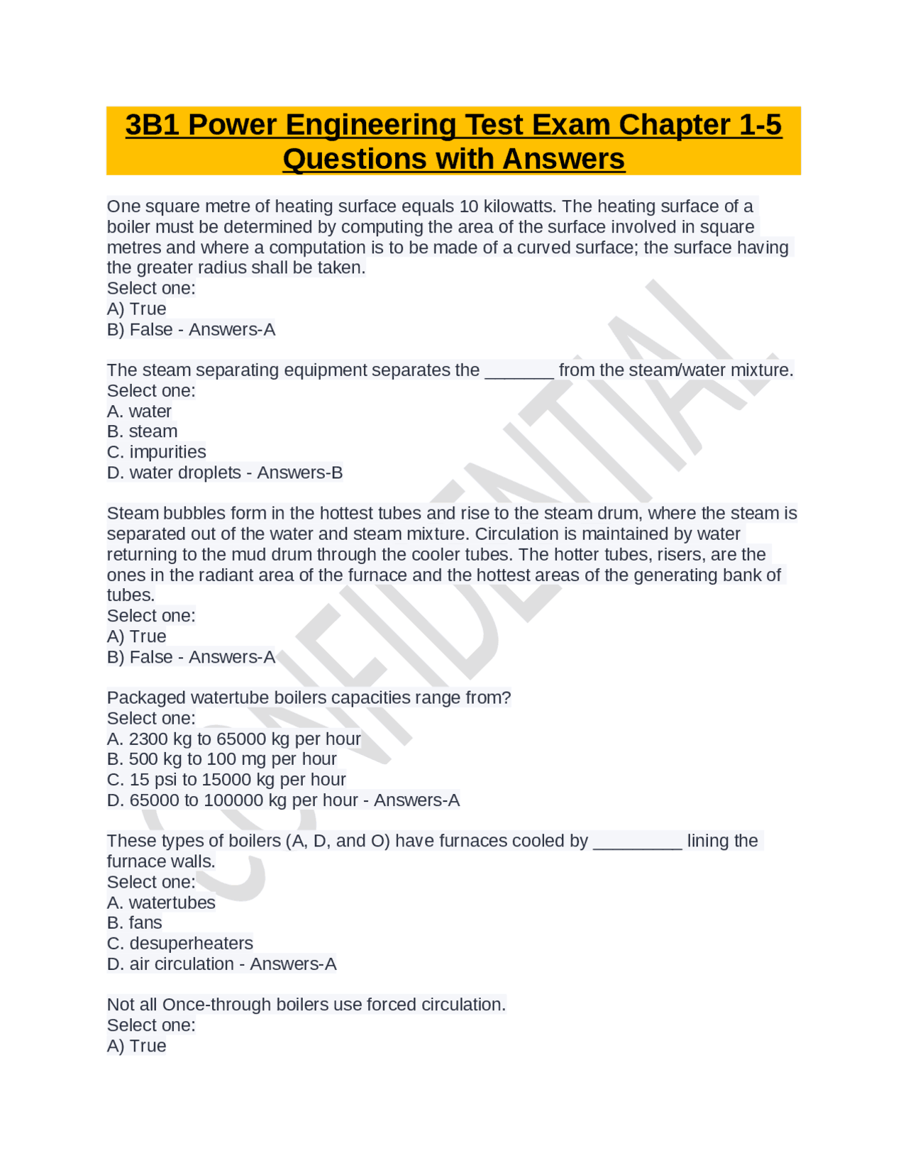 3B1 Power Engineering Test Exam Chapter 1-5 Questions with Answers ...