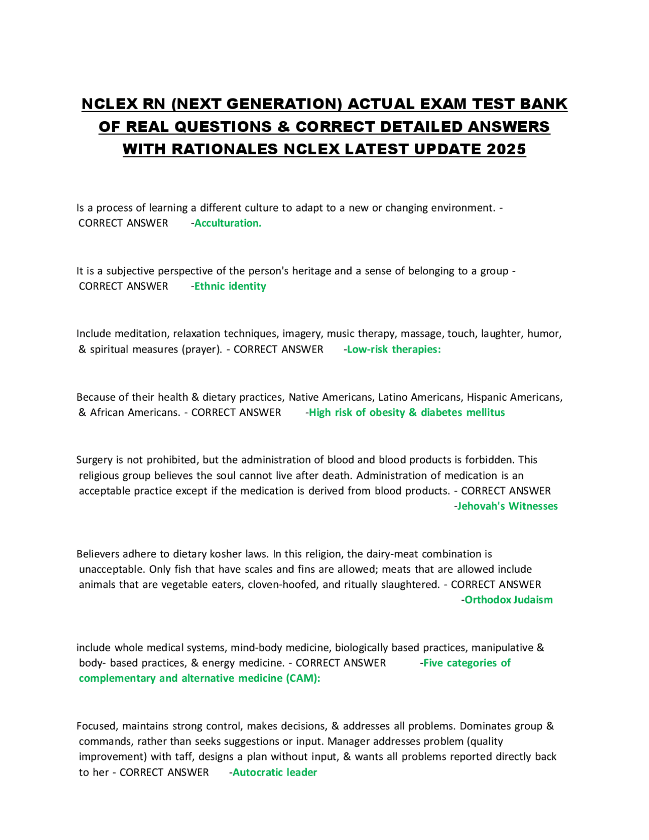 NCLEX RN (NEXT GENERATION) ACTUAL EXAM TEST BANK OF REAL QUESTIONS ...