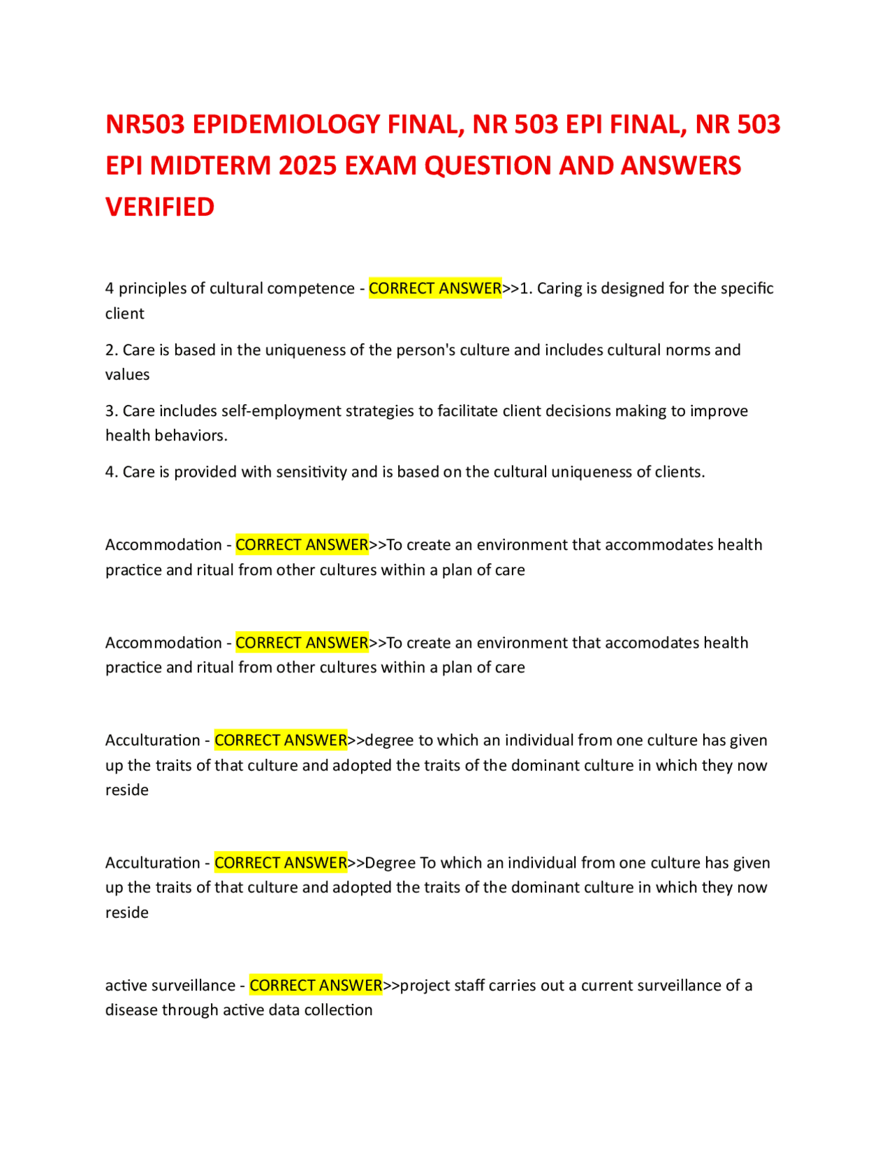 NR503 EPIDEMIOLOGY FINAL, NR 503 EPI FINAL, NR 503 EPI MIDTERM 2025 ...