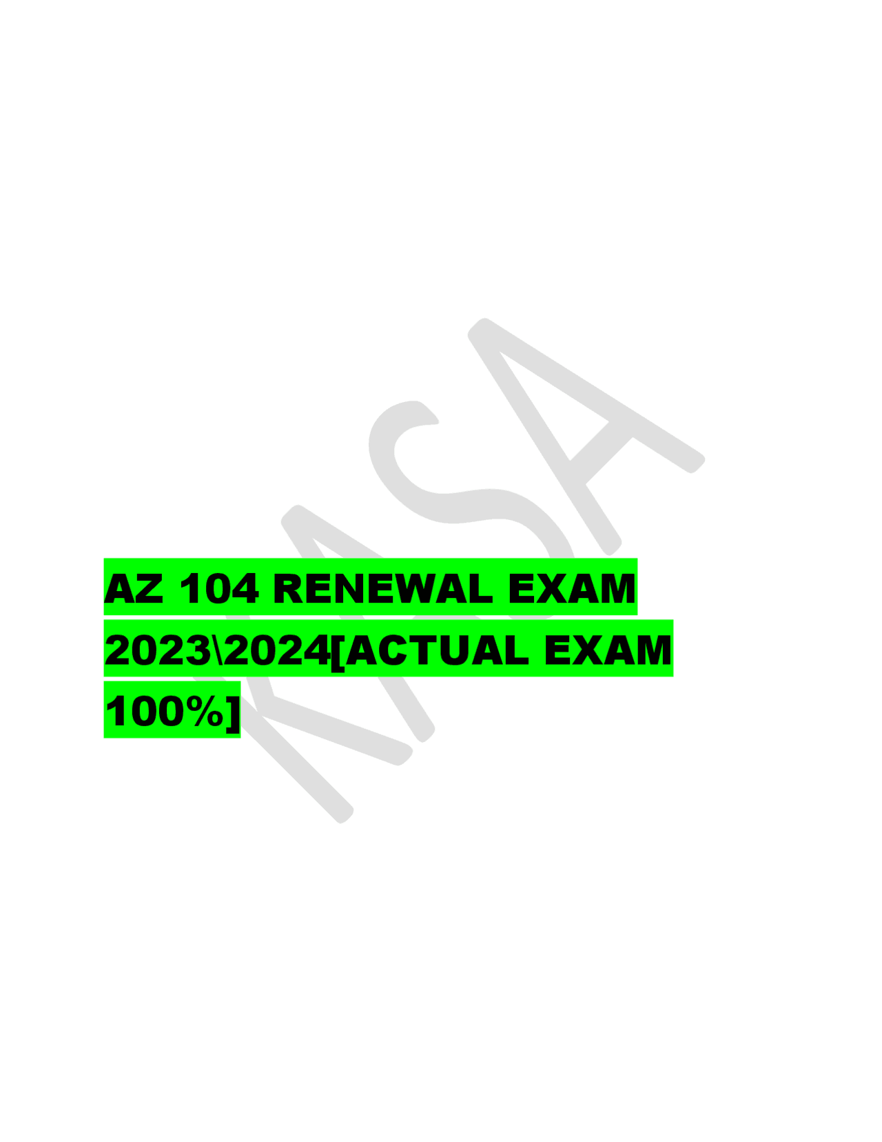 AZ 104 RENEWAL EXAM 2023\2024[ACTUAL EXAM 100%] | Exams Health sciences ...