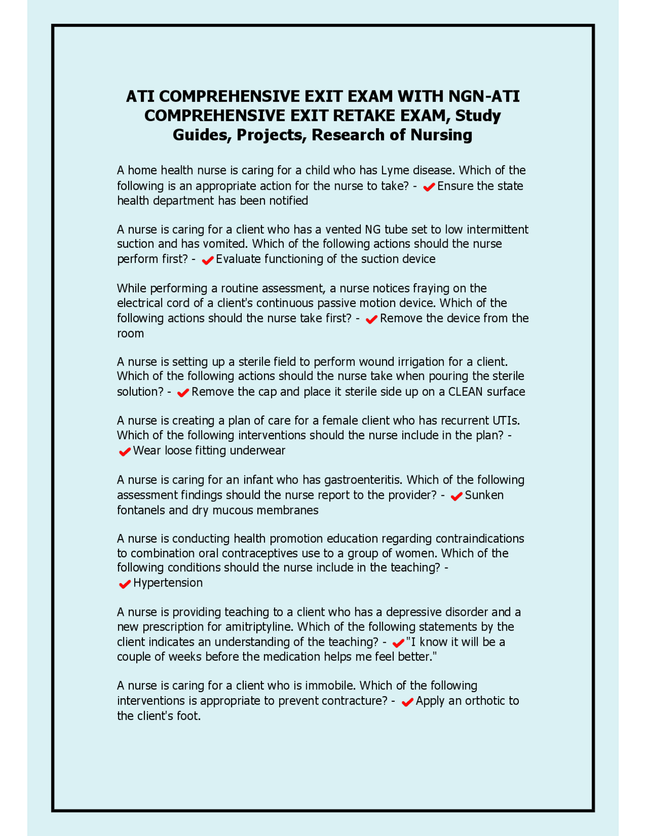 ATI COMPREHENSIVE EXIT EXAM WITH NGN-ATI COMPREHENSIVE EXIT RETAKE EXAM ...